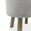 Ginni Footstool Ottoman Set of 2, White Polyester, Soft Seat, Wood Legs