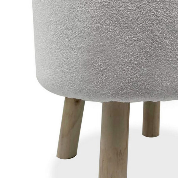 Ginni Footstool Ottoman Set of 2, White Polyester, Soft Seat, Wood Legs