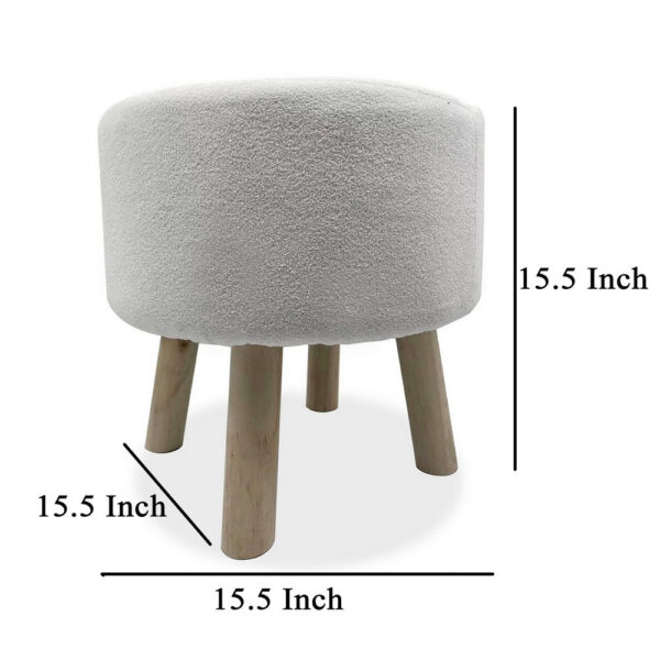 Ginni Footstool Ottoman Set of 2, White Polyester, Soft Seat, Wood Legs