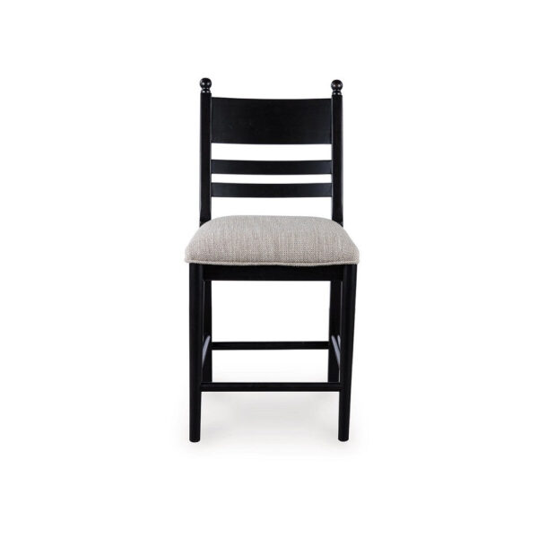 Gela Counter Height Chair Set of 2, Beige Seat, Black Ladderback
