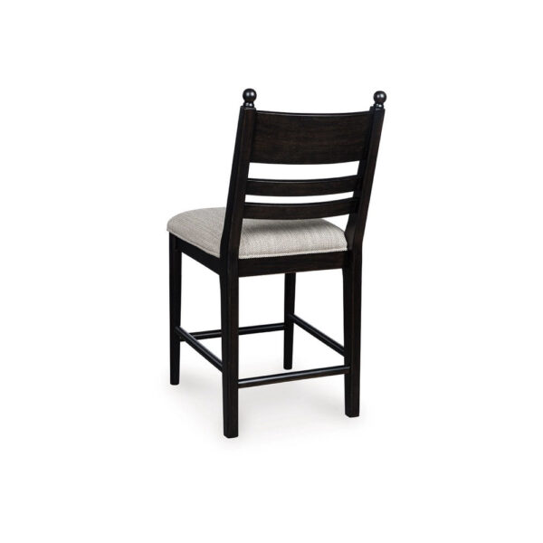 Gela Counter Height Chair Set of 2, Beige Seat, Black Ladderback