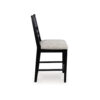 Gela Counter Height Chair Set of 2, Beige Seat, Black Ladderback