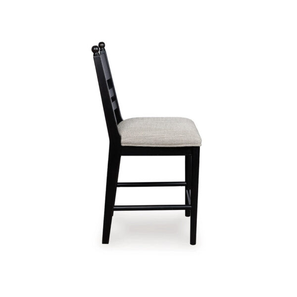 Gela Counter Height Chair Set of 2, Beige Seat, Black Ladderback