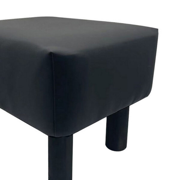 Ginni Footstool Ottoman Set of 2, Black Faux Leather, Soft Seat, Wood Legs