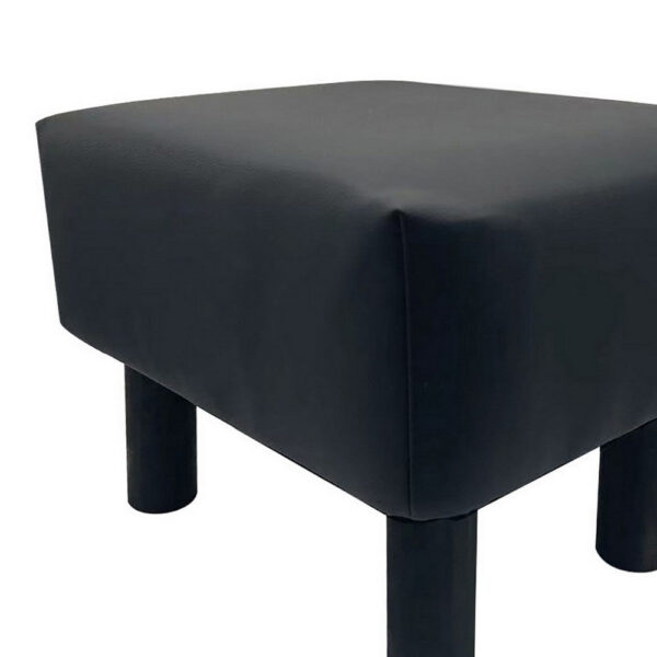 Ginni Footstool Ottoman Set of 2, Black Faux Leather, Soft Seat, Wood Legs