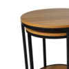 Molly Nesting Table Set of 2, Round Brown Solid Wood Top, Black Metal Frame