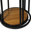 Molly Nesting Table Set of 2, Round Brown Solid Wood Top, Black Metal Frame