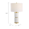 Table Lamp, Linen Drum Shade, Gold Accent White Ceramic Base, 26 Inch