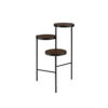 3 Tier Plant Stand with Round Wooden Shelves and Foldable Design, Black