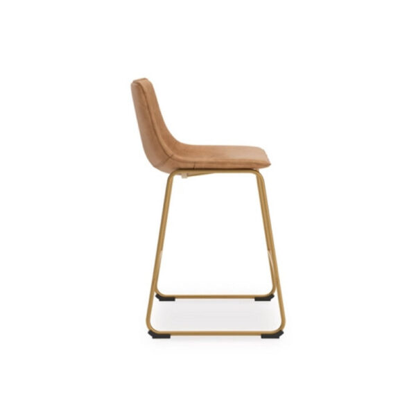 Cia Counter Height Chair Set of 2, Toast Brown Bucket Faux Leather Seat