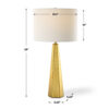 Table Lamp, White Linen Shade, Gold Ceramic Geometric Base, 28 Inch
