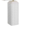 Table Lamp, Linen Shade, 3D Diamond Knob Gloss White Ceramic, 25 Inch
