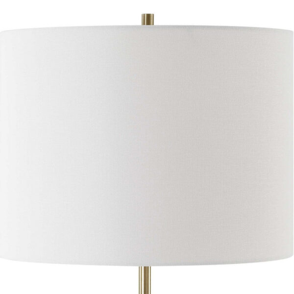 Gek Table Lamp, Off White Linen Shade, Black Tapered Base, 28 Inch