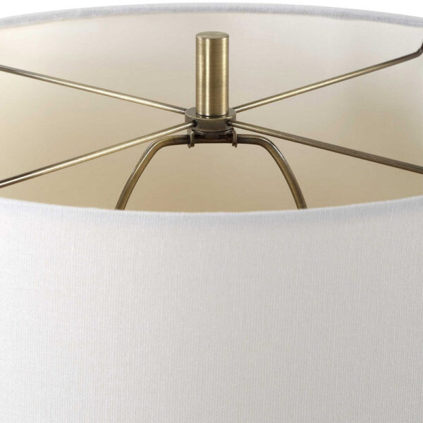 Gek Table Lamp, Off White Linen Shade, Black Tapered Base, 28 Inch