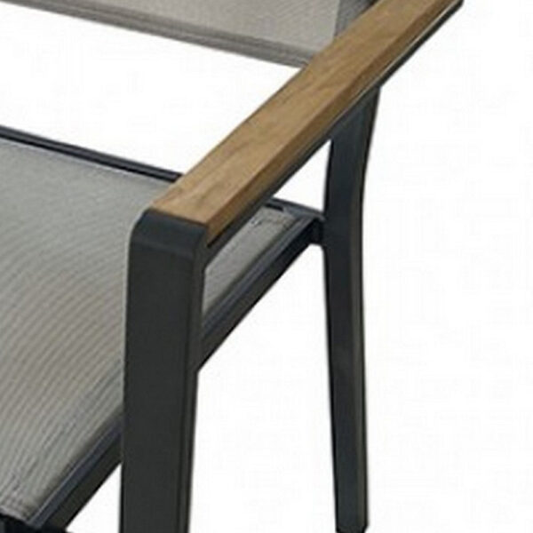 Ankia 23 Inch Outdoor Armchair, Wood, Strong Aluminium Frame, Gray, Brown