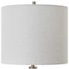 Table Lamp, White Linen Shade, 23 Inch Black and White Ceramic Accent