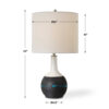 Table Lamp, White Linen Shade, 23 Inch Black and White Ceramic Accent
