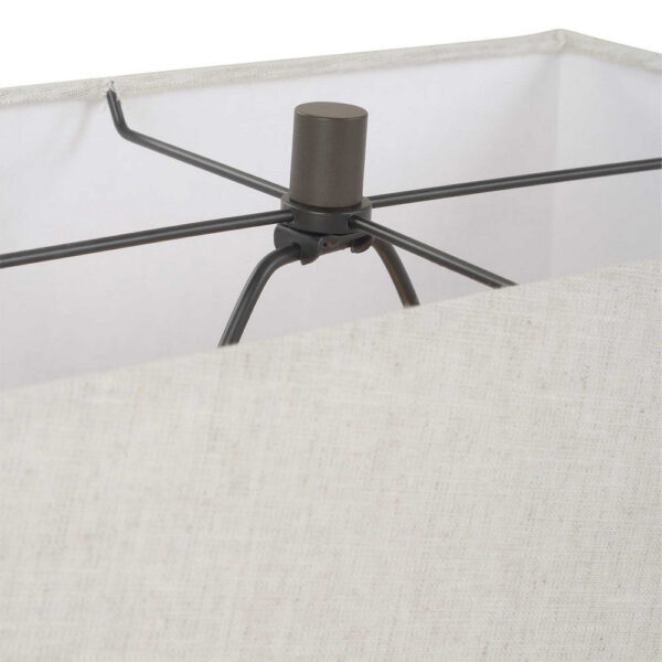 Horse Sculpture Table Lamp, Beige Linen Shade, 29 Inch Black Iron