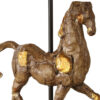 Horse Sculpture Table Lamp, Beige Linen Shade, 29 Inch Black Iron