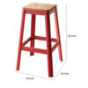 Industrial Style Metal Frame and Wooden Bar Stool, Brown and Red