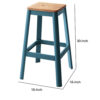 Industrial Style Metal Frame and Wooden Bar Stool, Brown and Blue