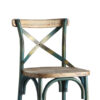 Wood & metal Bar Height Chair with X Style Panel back, Antique Sky Blue