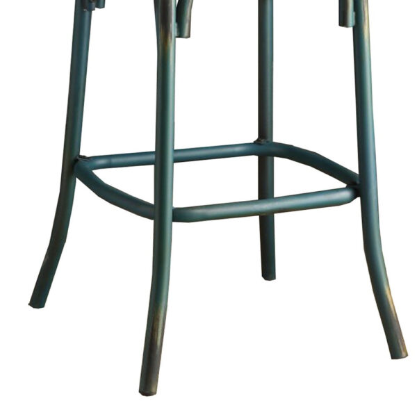 Wood & metal Bar Height Chair with X Style Panel back, Antique Sky Blue