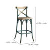 Wood & metal Bar Height Chair with X Style Panel back, Antique Sky Blue
