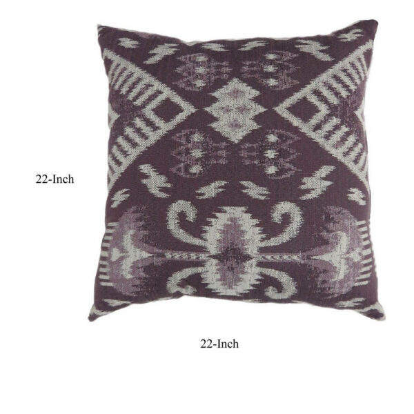 Contemporary Style Set of 2 Throw Pillows, Purple, White