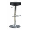30 Inch Backless Adjustable Bar Stool, Black Vegan Faux Leather,Chrome Base