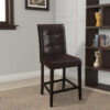 Wooden height chair With Button Tufted Back Set Of 2 Brown