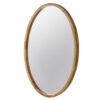 33 Inch Modern Accent Wall Mirror, Mountable Oval Wood Frame in Brown
