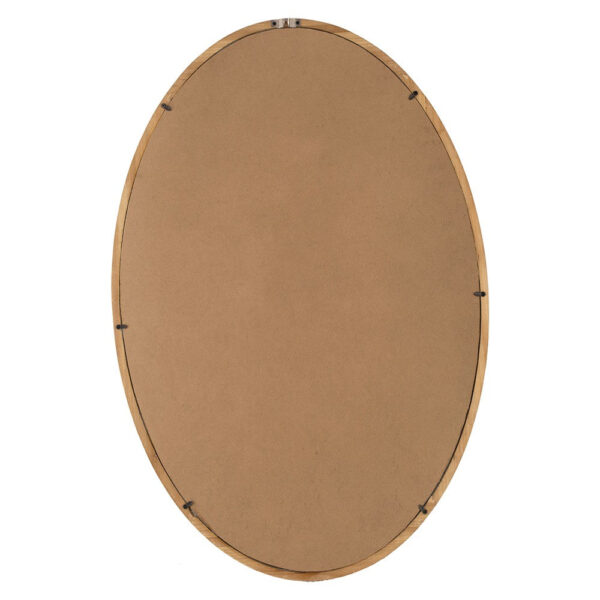 33 Inch Modern Accent Wall Mirror, Mountable Oval Wood Frame in Brown