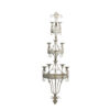 16 Inch Wall Mount Candle Holder, Ornately Scrolled White Metal Finish