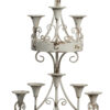 16 Inch Wall Mount Candle Holder, Ornately Scrolled White Metal Finish