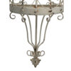 16 Inch Wall Mount Candle Holder, Ornately Scrolled White Metal Finish