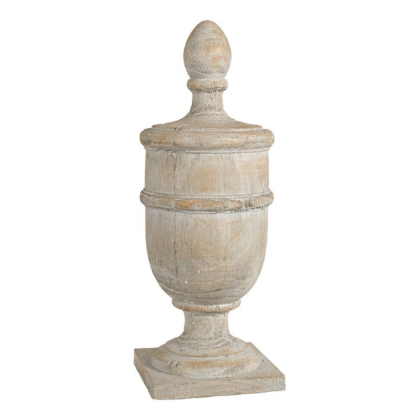 22 Inch Classical Accent Decor Statuette, Turned Finial Design, Off White