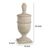 22 Inch Classical Accent Decor Statuette, Turned Finial Design, Off White