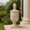 22 Inch Classical Accent Decor Statuette, Turned Finial Design, Off White