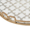 Sui 18 Inch Round Decorative Tray, Glass Bottom and Gold Geometric Frame