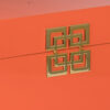 Neo 14, 11 Inch Set of 2 Decorative Boxes, Geometric Metal Accents, Orange