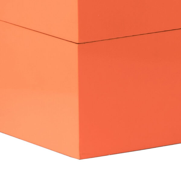 Neo 14, 11 Inch Set of 2 Decorative Boxes, Geometric Metal Accents, Orange