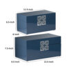 Neo 14, 11 Inch Set of 2 Decorative Boxes, Geometric Metal Accents, Blue