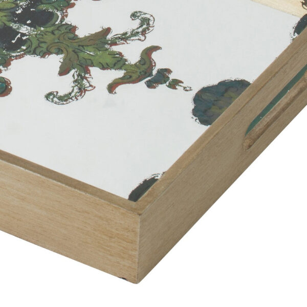 Miki 18 Inch Decorative Tray, Artistic Mirrored Damask Pattern, Gold Finish