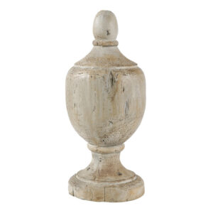 18 Inch Modern Accent Decor, Turned Finial Design, Whitewashed Finish
