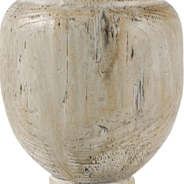 18 Inch Modern Accent Decor, Turned Finial Design, Whitewashed Finish