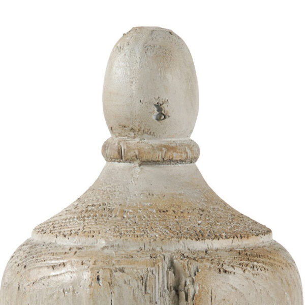 18 Inch Modern Accent Decor, Turned Finial Design, Whitewashed Finish