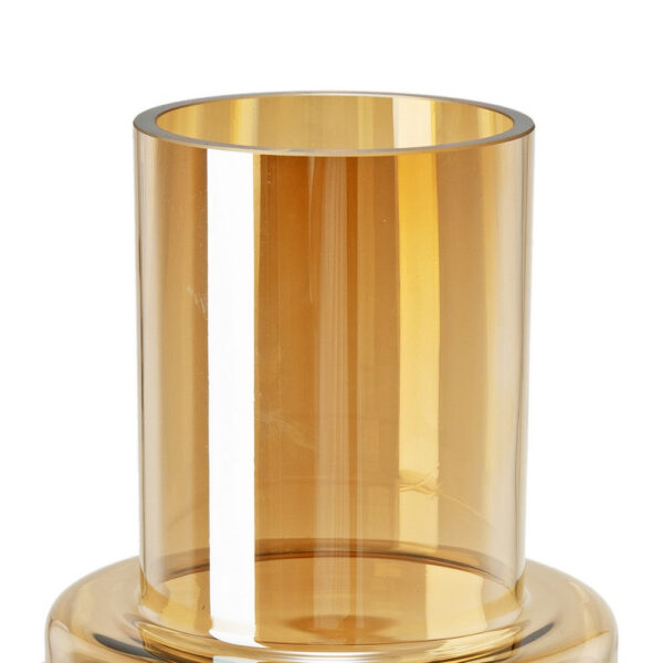 Alma 14 Inch Modern Vase, Geometric Design, Amber Luster Glass Frame