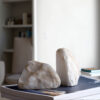 5 Inch Natural White Stone Bookends, Artisanal Textured Geode Rock