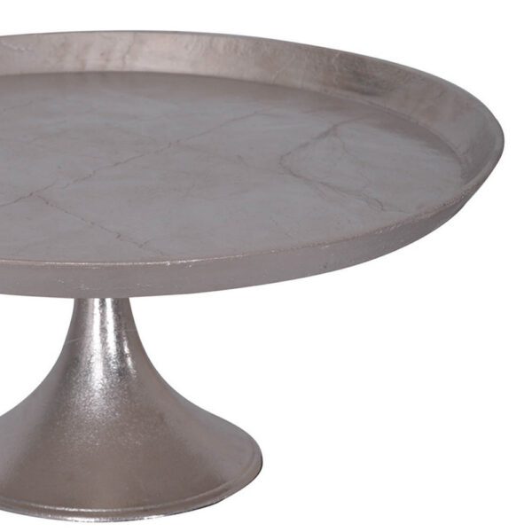 Aluminum Round Footed tray, Silver